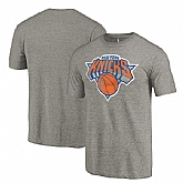 Men's New York Knicks Distressed Team Logo Gray T-Shirt FengYun,baseball caps,new era cap wholesale,wholesale hats